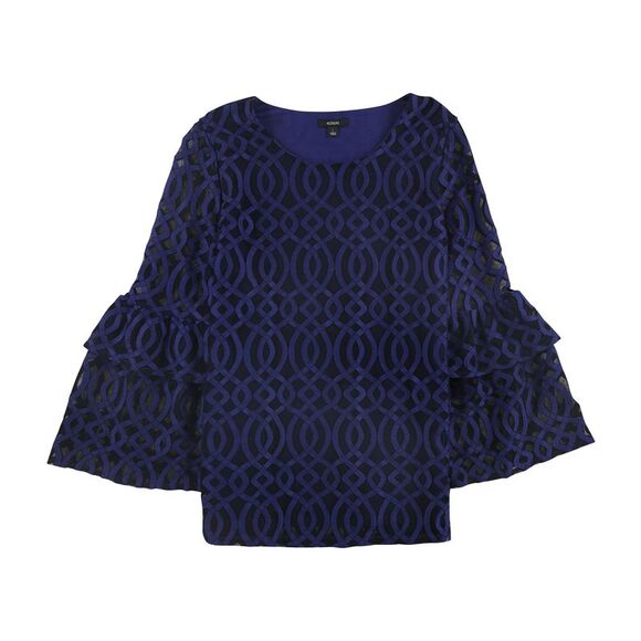 Alfani Womens Tiered Sleeve Pullover Blouse, Blue, NWT - Picture 1 of 1